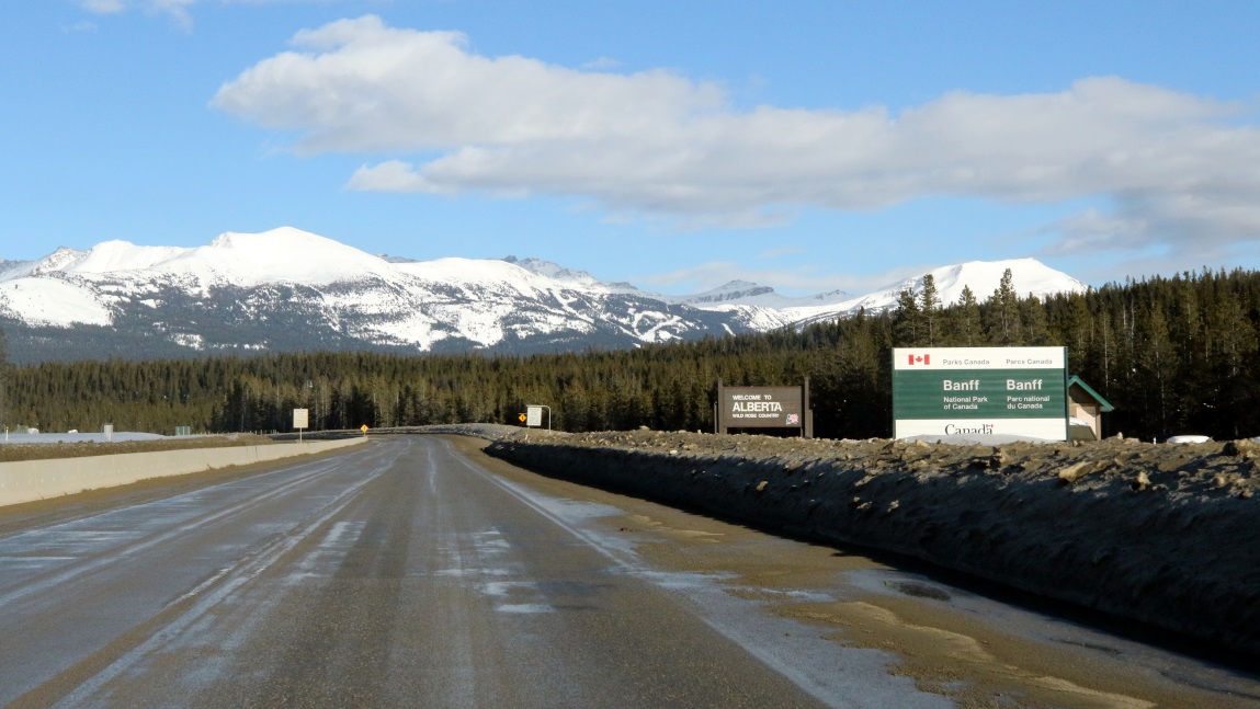 The Trans Canada Highway crossing from BC to Alberta
