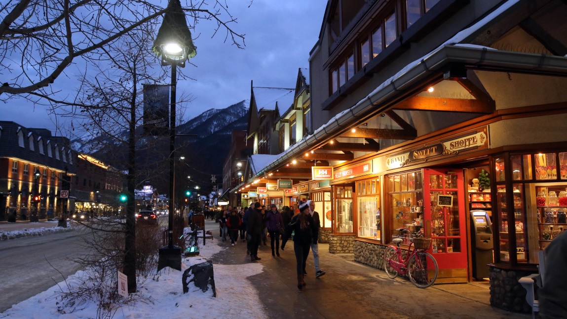 Looking down Banff Avenue