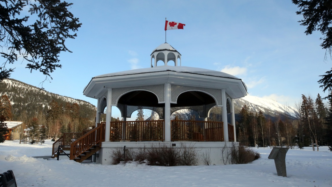 Gazebo next to the Bow River walking trail