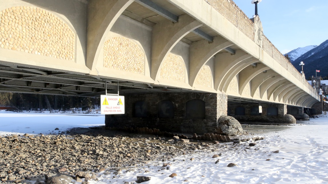 Under the Banff Avenue bridge