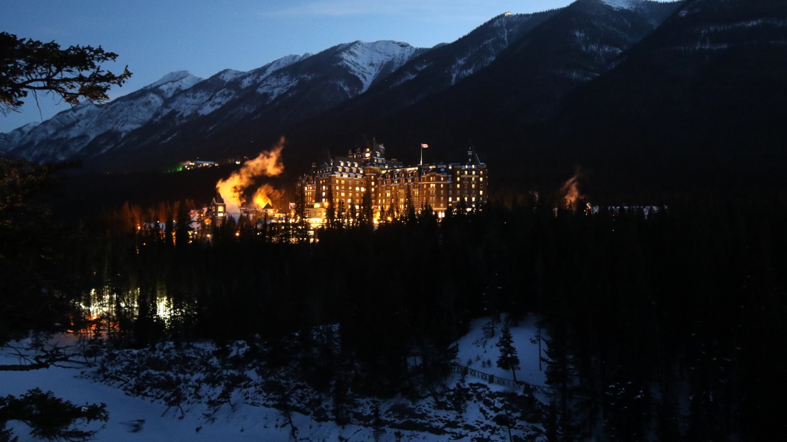 Fairmont Banff Springs Hotel from Surprise Corner viewpoint