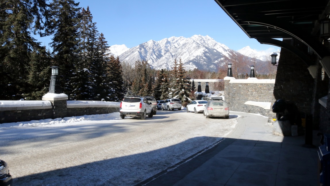 Outside the Fairmont Banff Springs Hotel