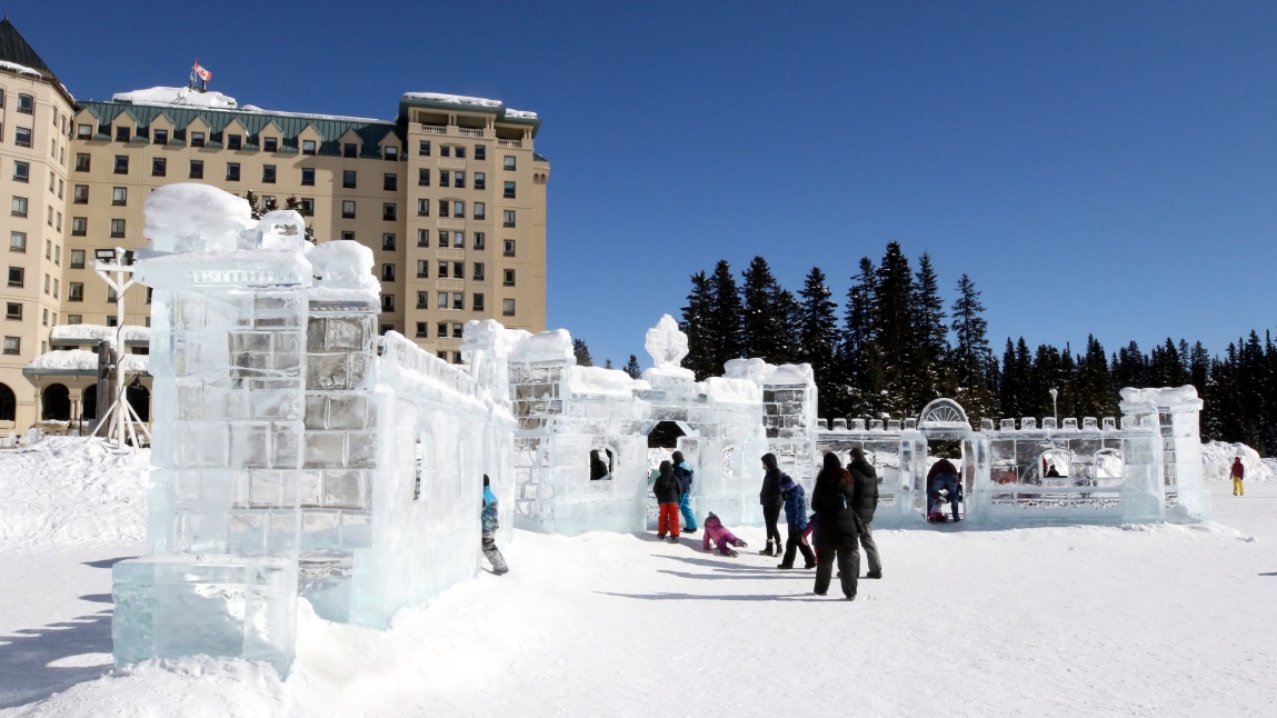 Ice castle behind the Fairmont Chateau Lake Louise