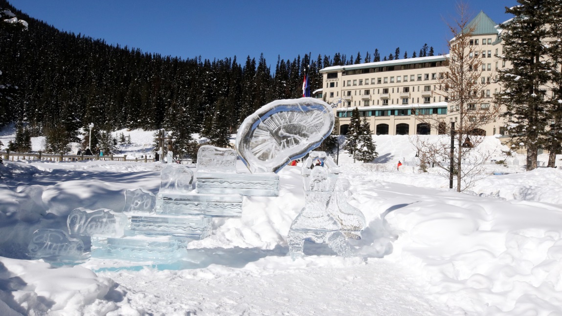 Ice sculpture on Lake Louise