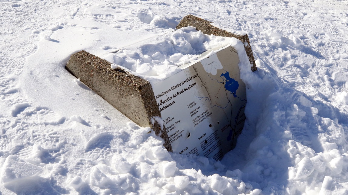 Showing the snow depth at Columbia Icefield