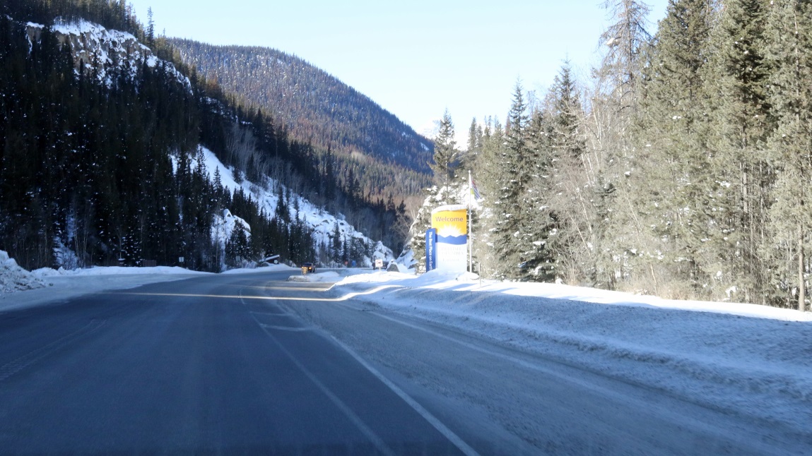 Crossing the border from Alberta into British Columbia