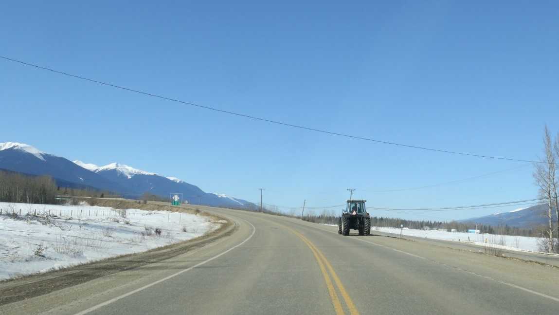 Tractor traffic in McBride