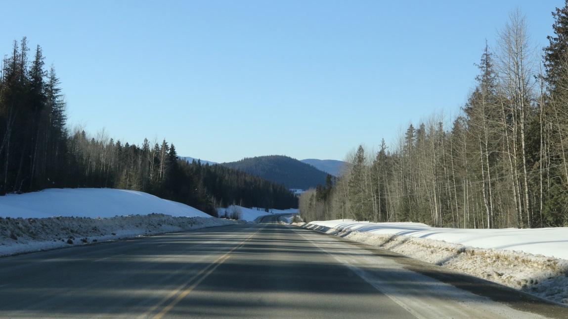 Heading up a snowy road