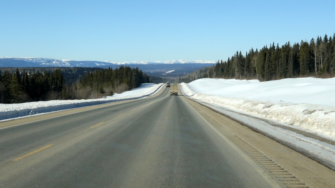 Two miles west of Pink Mountain