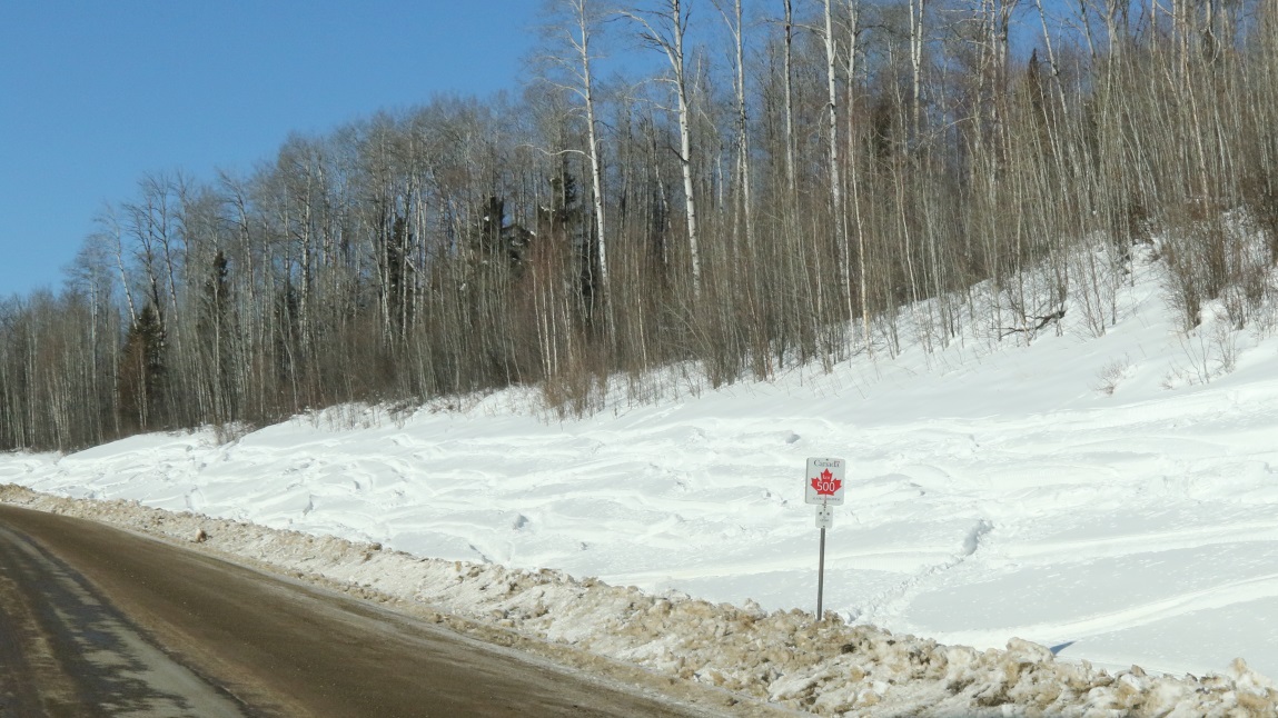 Alaska Highway 500 kilometer marker