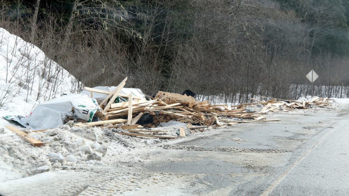 Lumber truck crash
