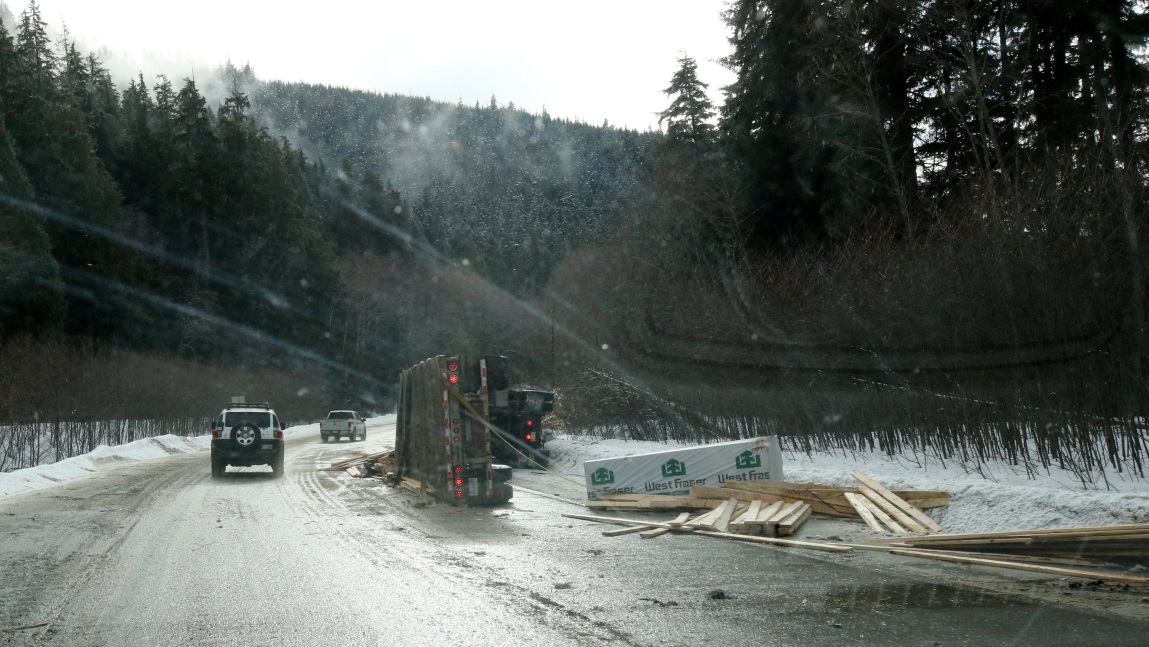 Lumber truck crash