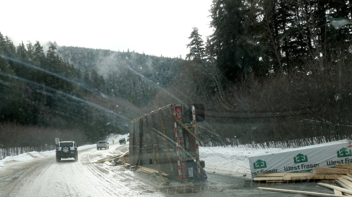 Lumber truck crash
