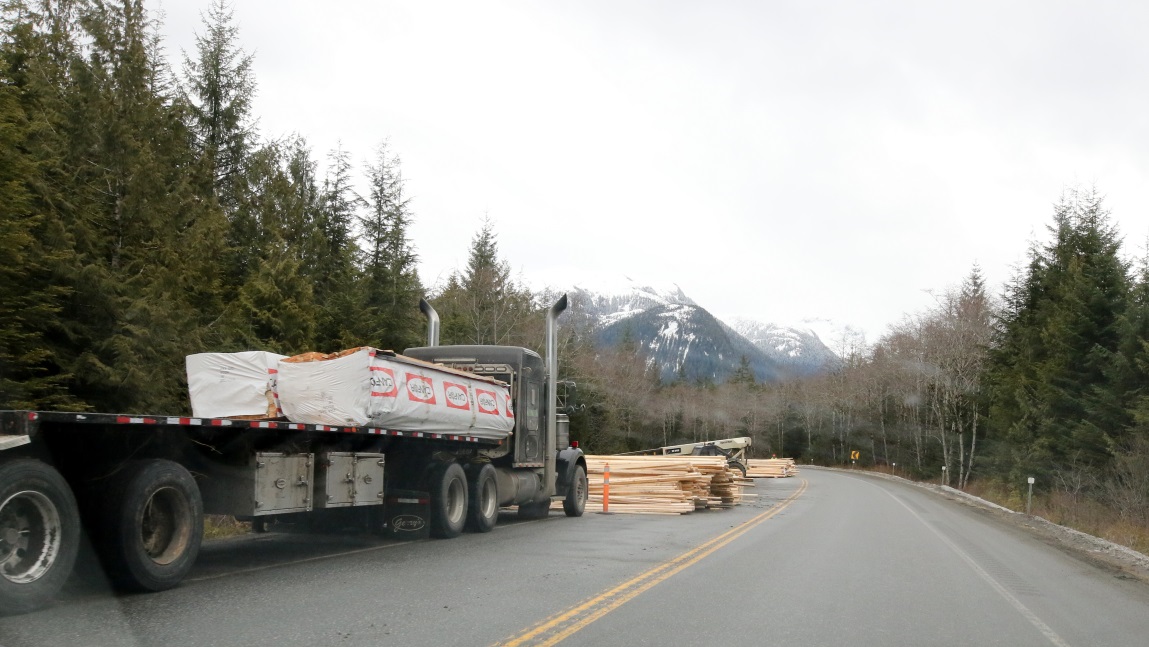 Cleaning up a lumber truck crash
