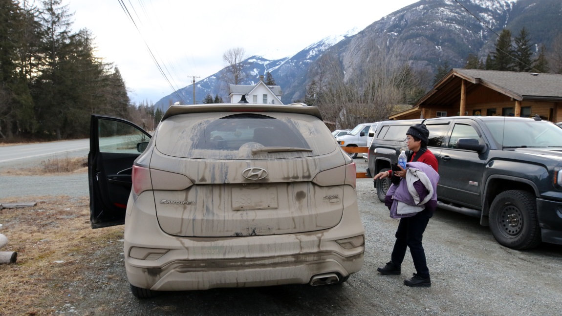 Preparing to unload our dirty car