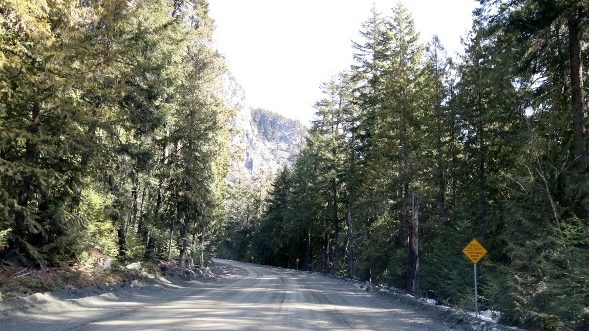 Long string of warning and advisory signs