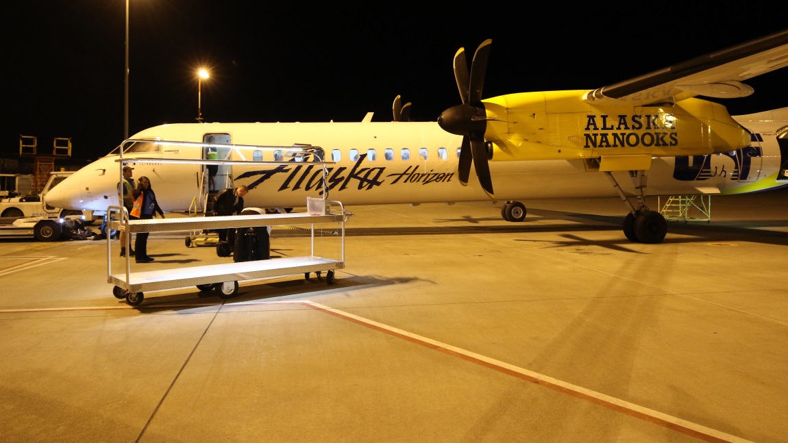 Pilot disembarking from our Bombardier Q400