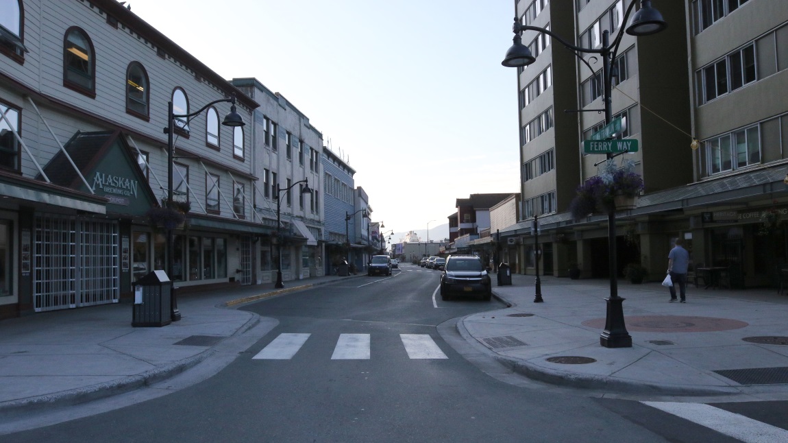 Morning walk in downtown