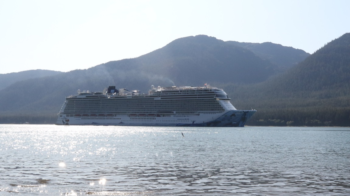Norwegian Bliss with jumping salmon