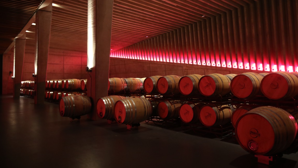 Wine barrel storage room