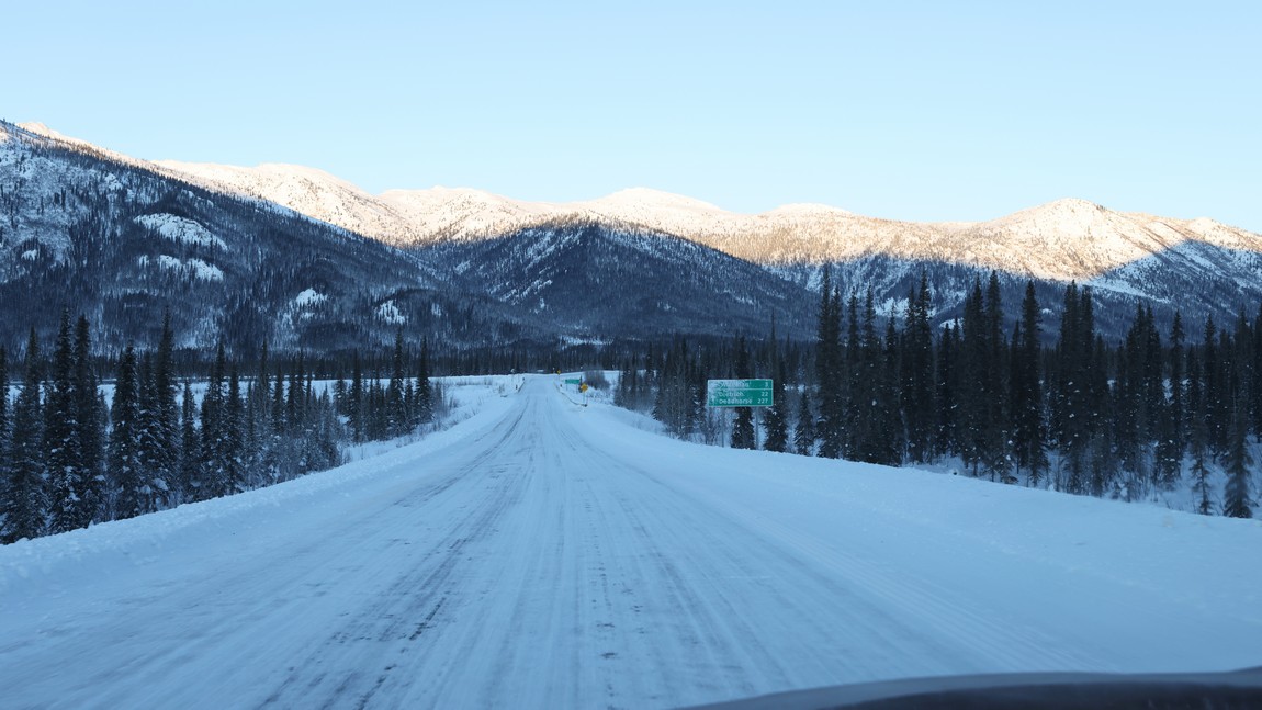 Turnoff to Wiseman ahead